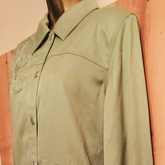 Alfred Dunner 12 Womens Two Piece Pant Suit Green - Picture 3 of 8